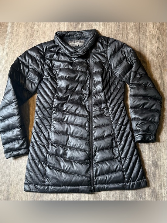 Eddie Bauer Jackets & Blazers - Eddie Bauer Black Quilted Asymmetrical Puffer Coat Size M